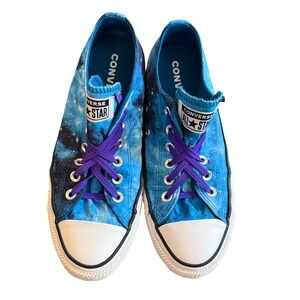 Converse All Star Galaxy Nebula Blue Low Top Sneakers Purple Laces Casual Shoes